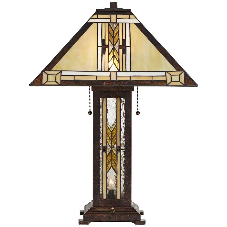 Image 6 Franklin Iron Drake 25 1/2" Tiffany-Style Night Light Lamp with Dimmer more views