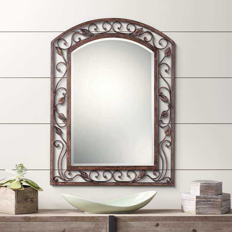 Image 1 Franklin Iron Eden Park Bronze 25" x 34" Arch Top Wall Mirror