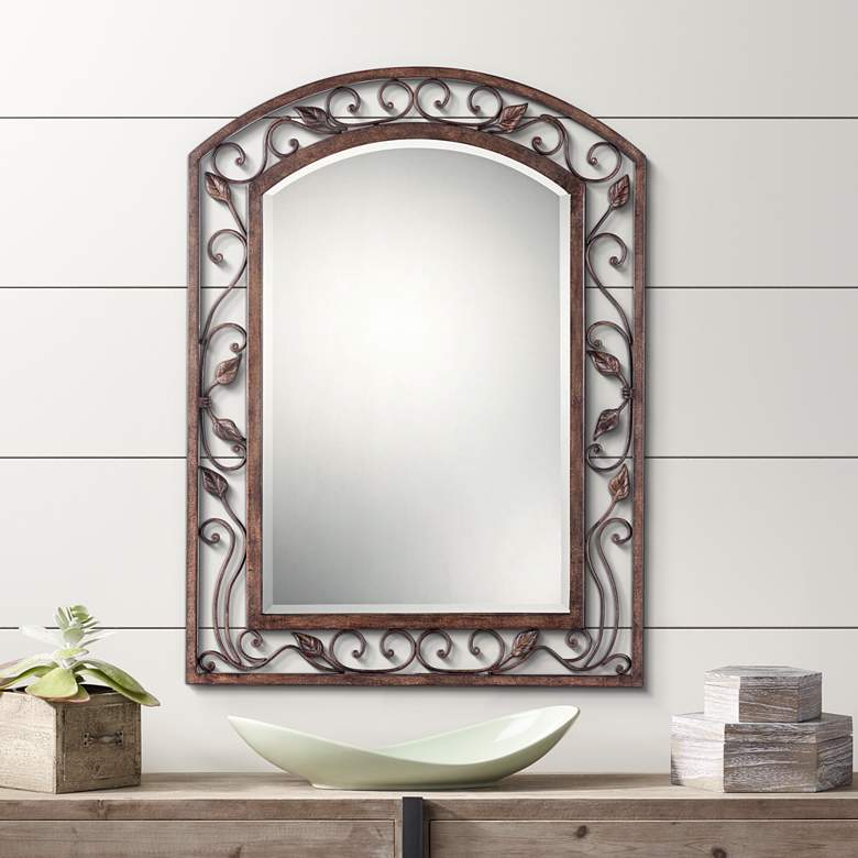 Image 2 Franklin Iron Eden Park Bronze 25 inch x 34 inch Arch Top Wall Mirror