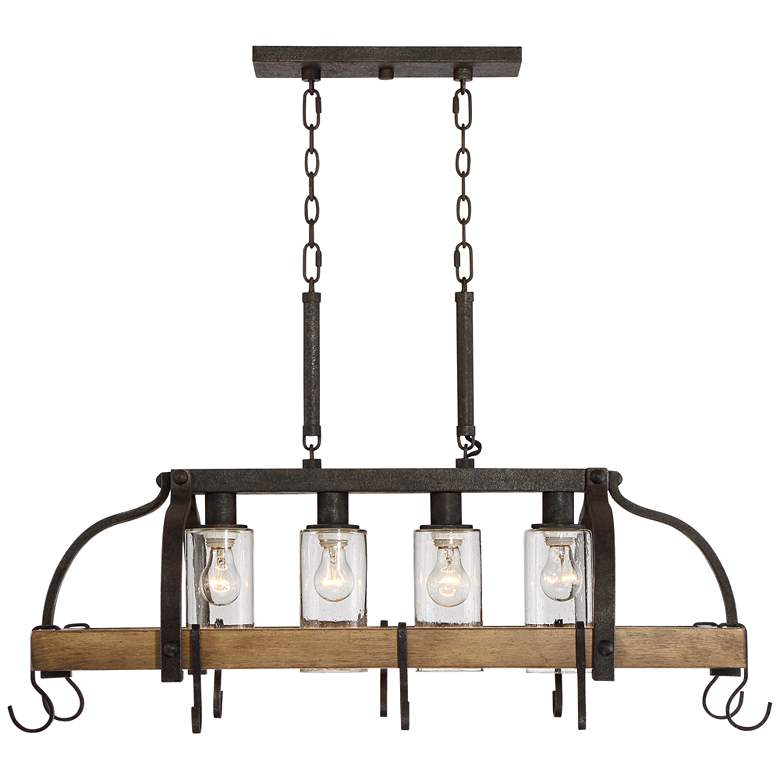 Image 6 Franklin Iron Eldrige 36 1/2 inch Wide 4-Light Bronze Pot Rack Chandelier more views