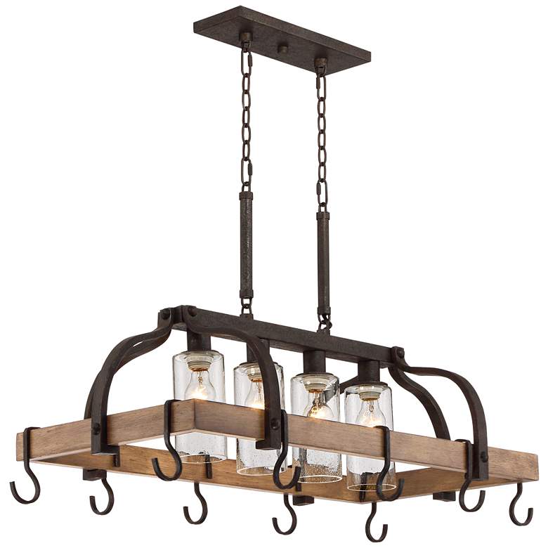 Image 7 Franklin Iron Eldrige 36 1/2 inch Wide 4-Light Bronze Pot Rack Chandelier more views