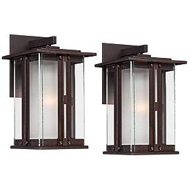Image1 of Franklin Iron Fallbrook 11 3/4" Bronze Outdoor Wall Lights Set of 2