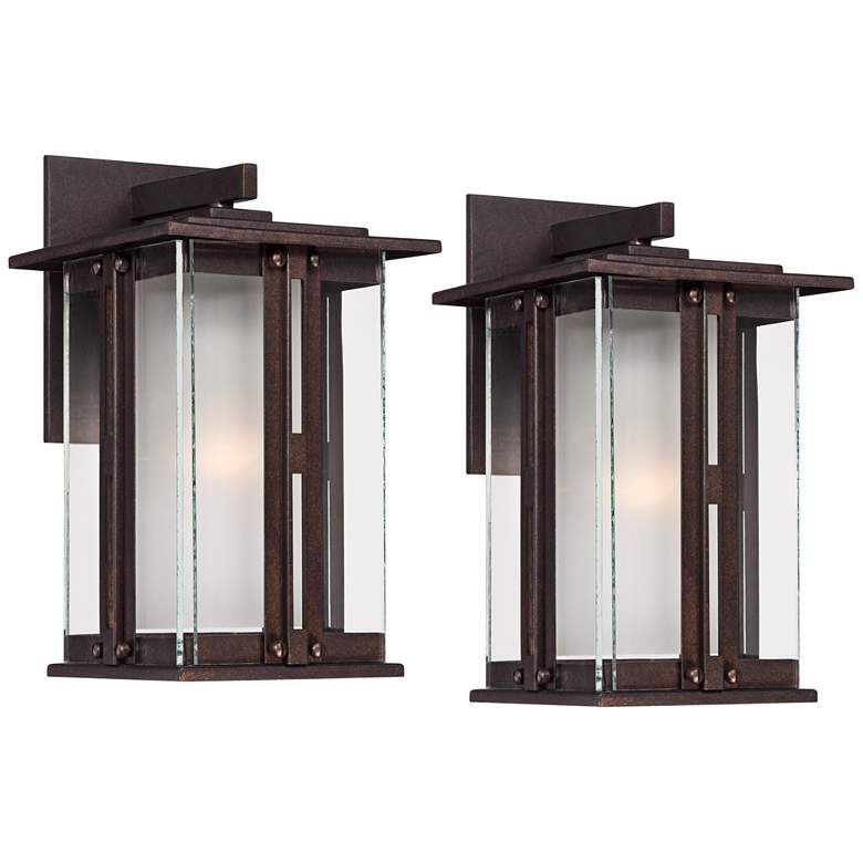 Image 1 Franklin Iron Fallbrook 11 3/4 inch Bronze Outdoor Wall Lights Set of 2