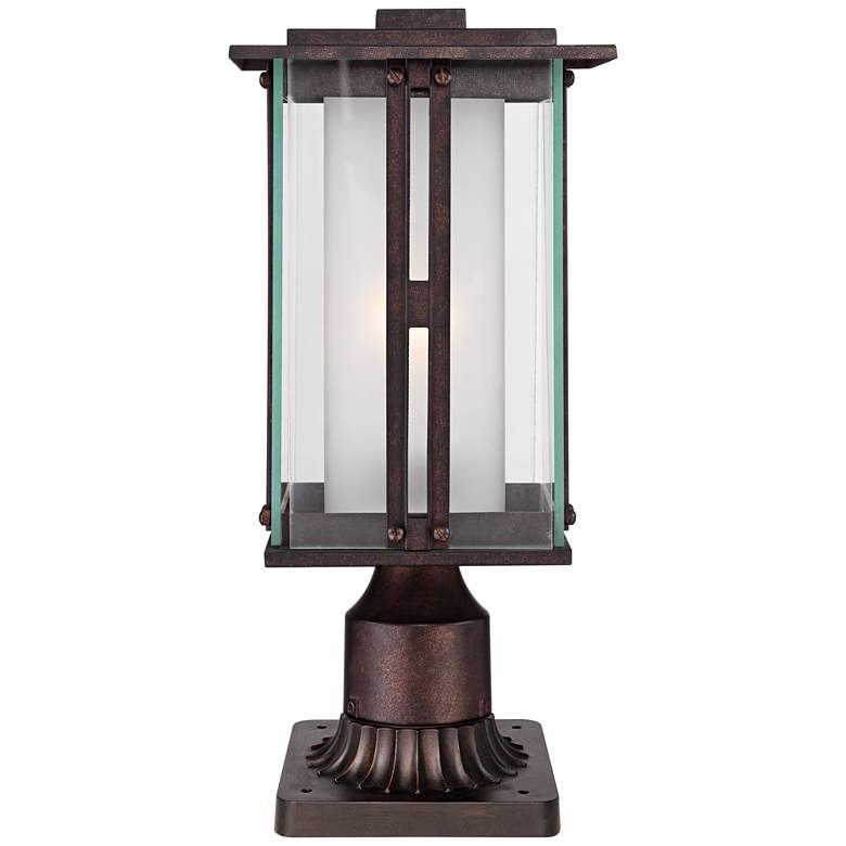 Image 1 Franklin Iron Fallbrook 15 3/4" Bronze Post Light with Pier Mount