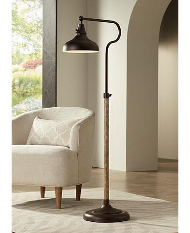 Franklin Iron Ferris Adjustable Bronze Pharmacy Floor Lamp with USB Dimmer