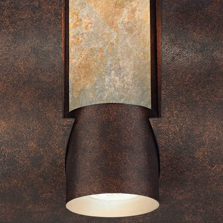 Image 4 Franklin Iron Framed Slate 12 inch High Bronze 3-Light Outdoor Wall Light more views