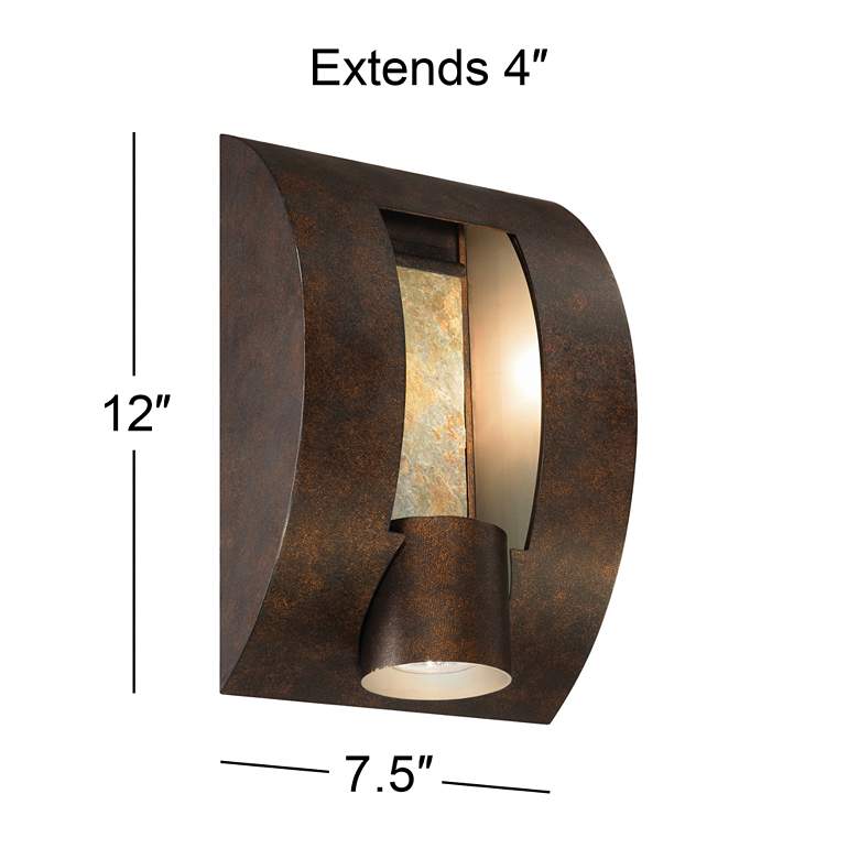 Image 6 Franklin Iron Framed Slate 12" High Bronze 3-Light Outdoor Wall Light more views