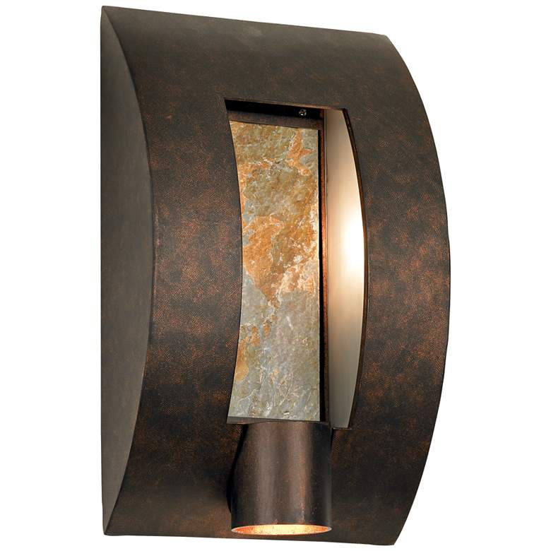 Image 3 Franklin Iron Framed Slate 16" Bronze and Stone Outdoor Wall Light