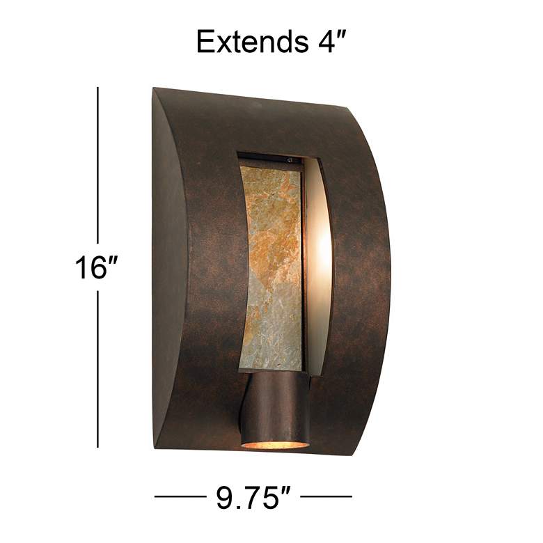 Image 7 Franklin Iron Framed Slate 16" Bronze and Stone Outdoor Wall Light more views