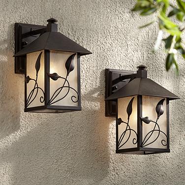 Franklin Iron French Garden 10 1/2" Bronze Outdoor Wall Light Set of 2