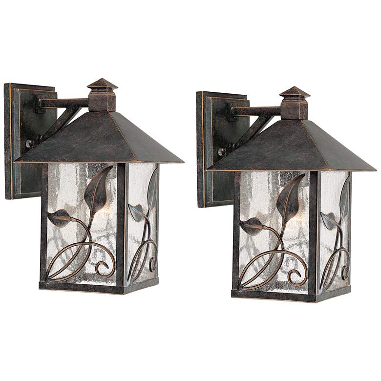 Image 1 Franklin Iron French Garden 10 1/2" Bronze Outdoor Wall Light Set of 2