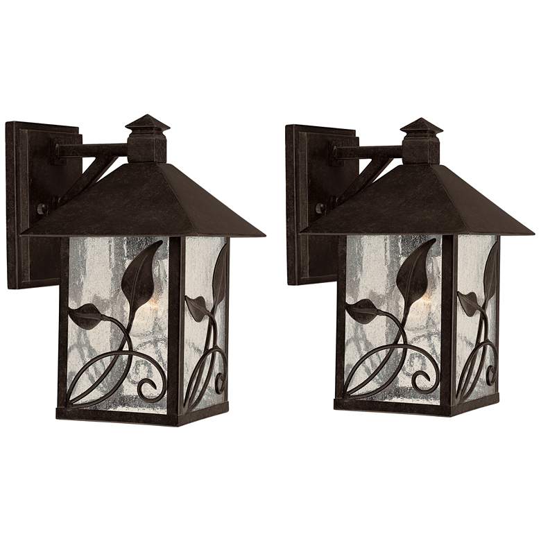 Image 1 Franklin Iron French Garden 10 1/2 inch Bronze Outdoor Wall Light Set of 2