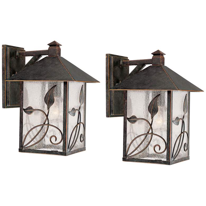 Image 1 Franklin Iron French Garden 12 1/2" Bronze Outdoor Wall Light Set of 2