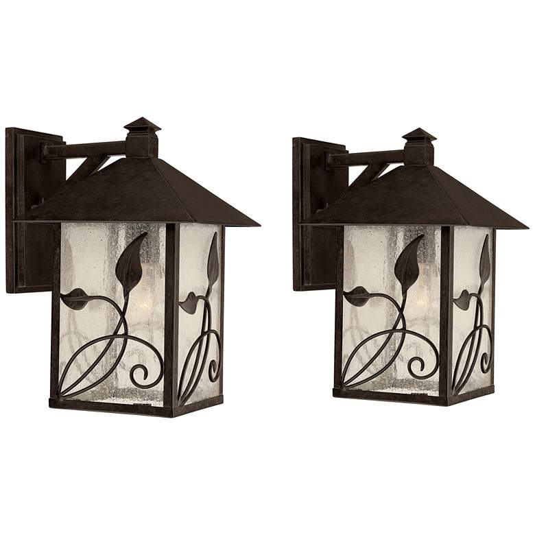 Image 1 Franklin Iron French Garden 12 1/2 inch Bronze Outdoor Wall Light Set of 2