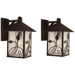 Franklin Iron French Garden 12 1/2" Bronze Outdoor Wall Light Set of 2