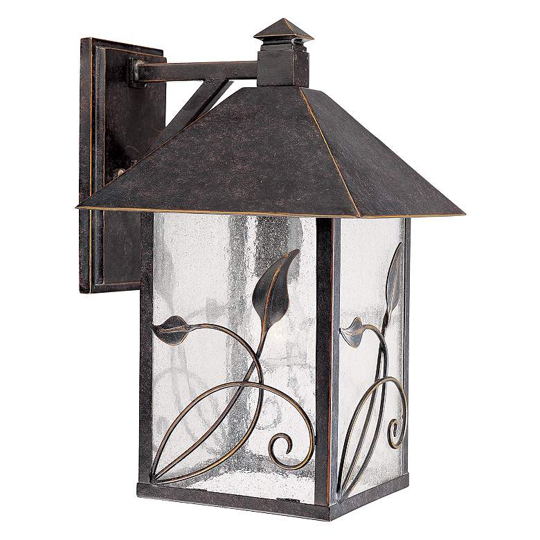 Image 3 Franklin Iron French Garden 15" Seeded Glass Bronze Outdoor Wall Light