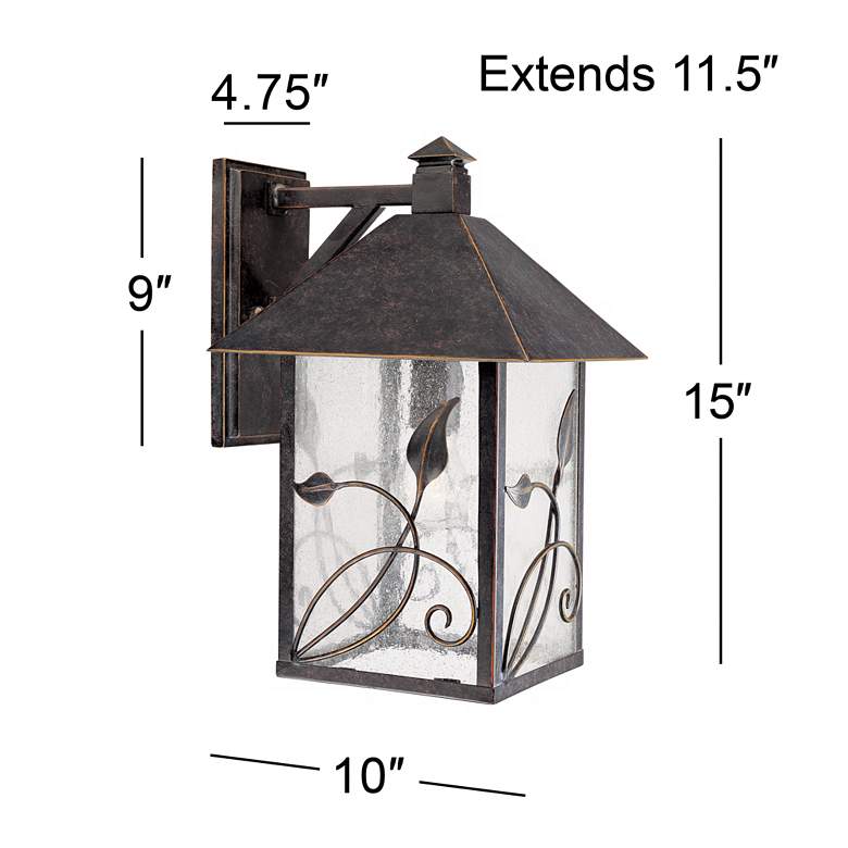 Image 6 Franklin Iron French Garden 15" Seeded Glass Bronze Outdoor Wall Light more views