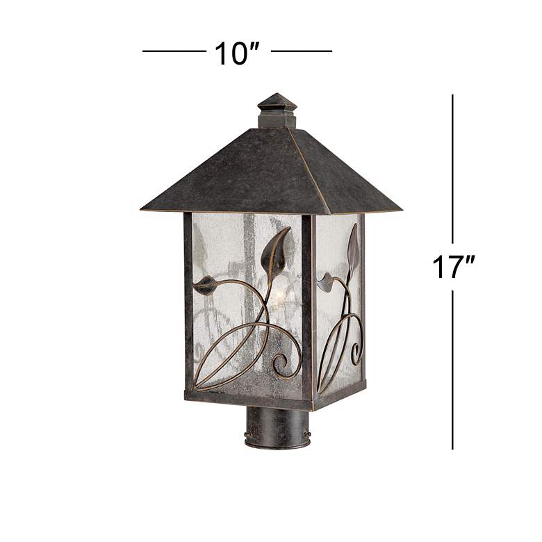 Image 6 Franklin Iron French Garden 17 inch Glass and Bronze Outdoor Post Light more views