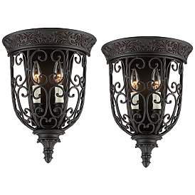 Image2 of Franklin Iron French Scroll 14 1/4" Rubbed Bronze Wall Sconces Set