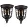 Franklin Iron French Scroll 14 1/4" Rubbed Bronze Wall Sconces Set