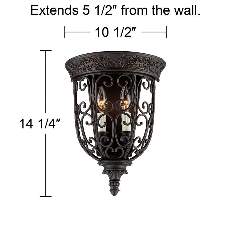Image 6 Franklin Iron French Scroll 14 1/4 inch Rubbed Bronze Wall Sconces Set more views