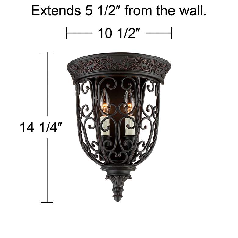 Image 6 Franklin Iron French Scroll 14 1/4" Rubbed Bronze Wall Sconces Set more views