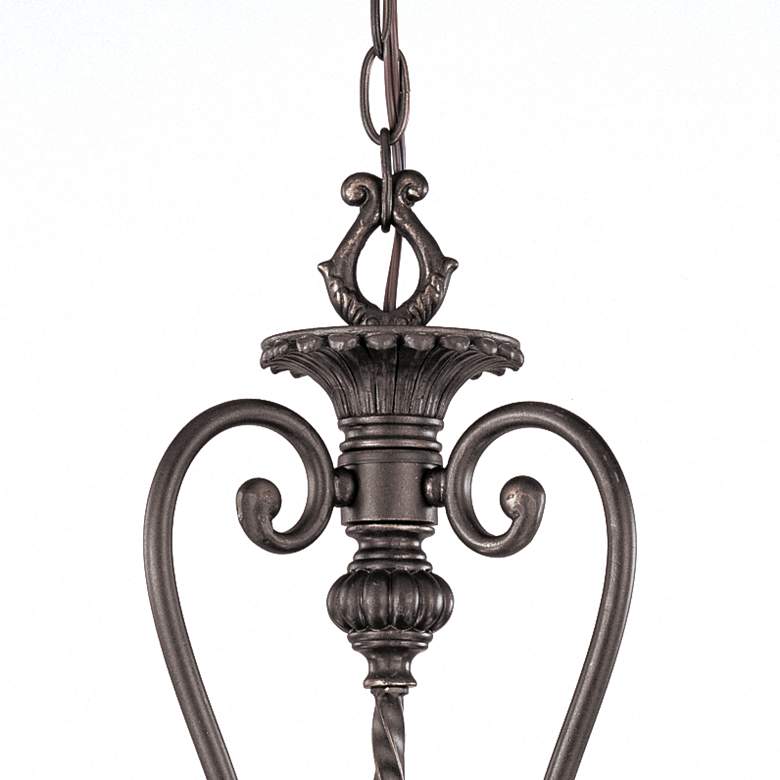 Image 5 Franklin Iron French Scroll 15 1/4 inch Three Light Iron Foyer Chandelier more views