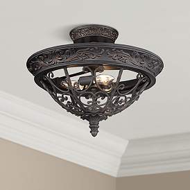 Image1 of Franklin Iron French Scroll 16 1/2" Bronze Traditional Ceiling Light
