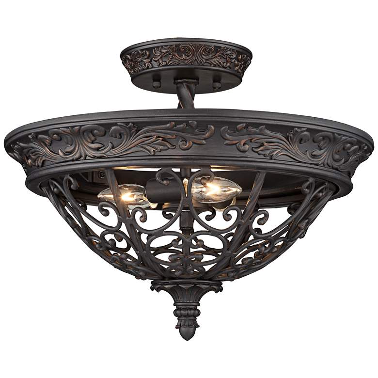 Image 5 Franklin Iron French Scroll 16 1/2" Bronze Traditional Ceiling Light more views