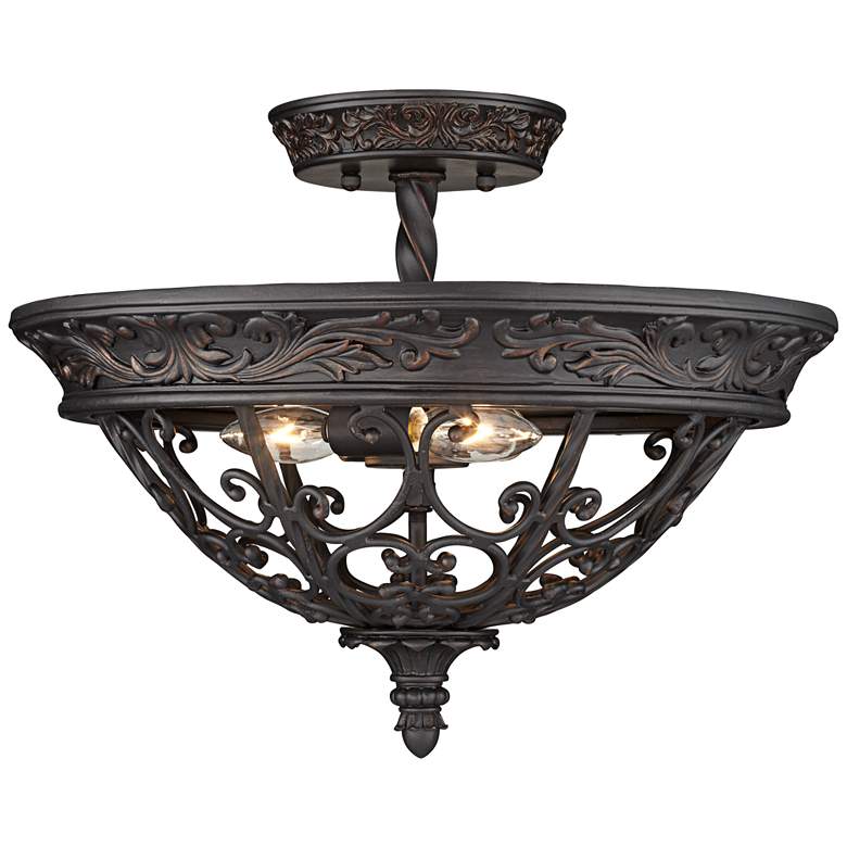 Image 6 Franklin Iron French Scroll 16 1/2" Bronze Traditional Ceiling Light more views