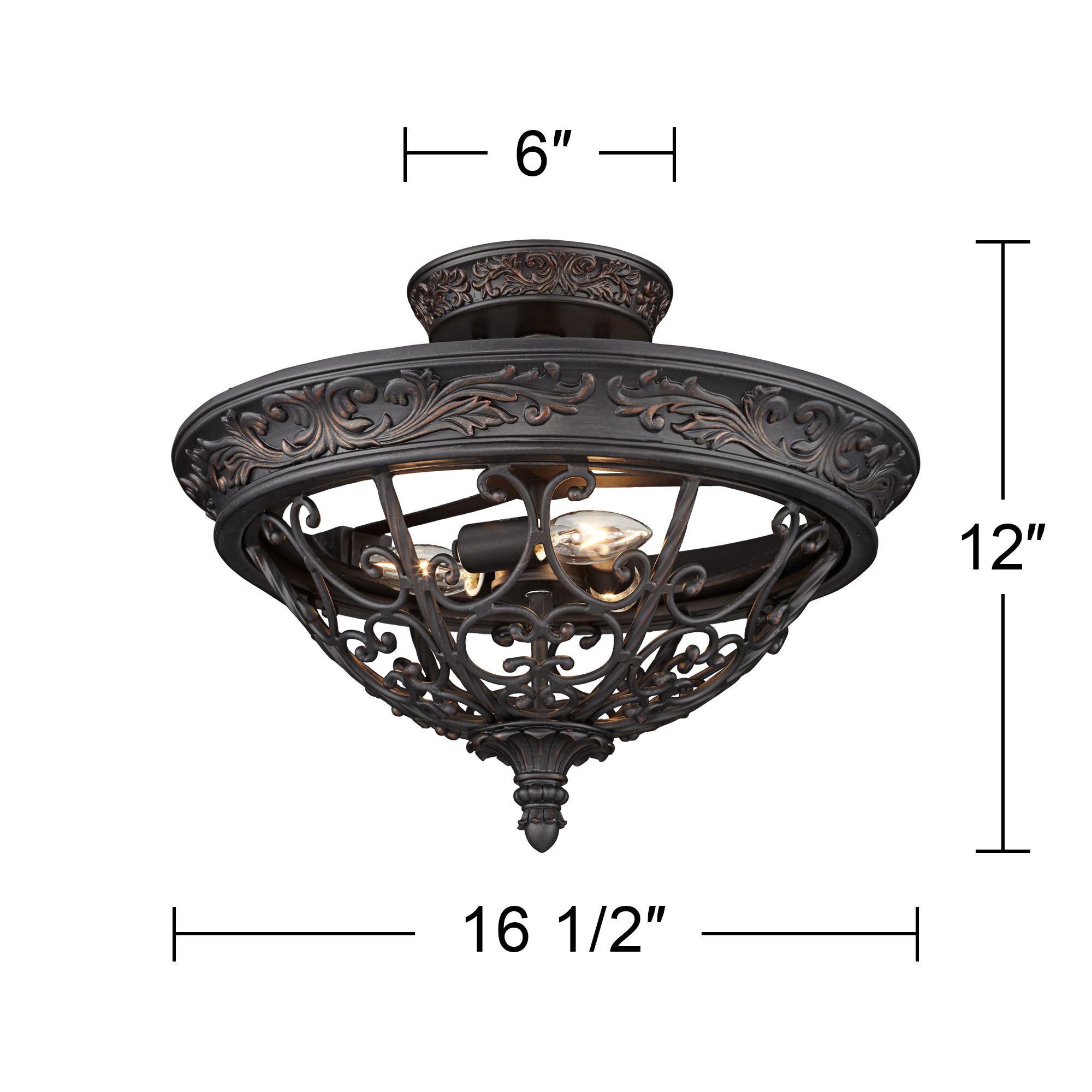Franklin Iron French Scroll 16 1/2" Bronze Traditional Ceiling Light