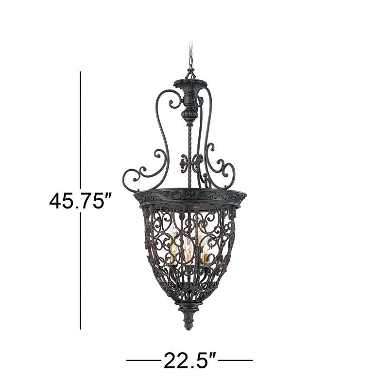 Image 6 Franklin Iron French Scroll 22 1/2 inch Bronze 9-Light Foyer Chandelier more views