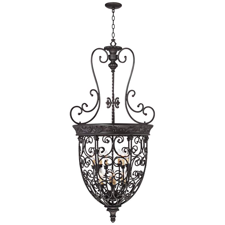 Image 2 Franklin Iron French Scroll 27 1/2" Wide 12-Light Foyer Chandelier