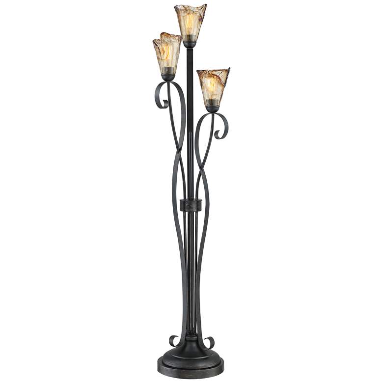 Image 2 Franklin Iron Gardena 65 1/2" Amber Glass 3-Light Tree Floor Lamp