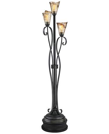 Franklin Iron Gardena 70" Amber Glass 3-Light Floor Lamp with Riser