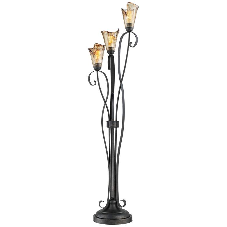 Image 7 Franklin Iron Gardena 70" Amber Glass 3-Light Floor Lamp with Riser more views