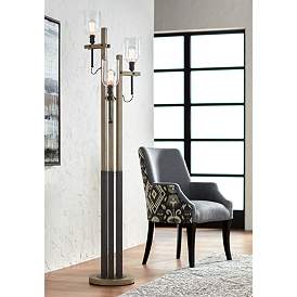 Image2 of Franklin Iron Giddeon 72 1/2" Faux Wood Rustic 3-Light Tree Floor Lamp