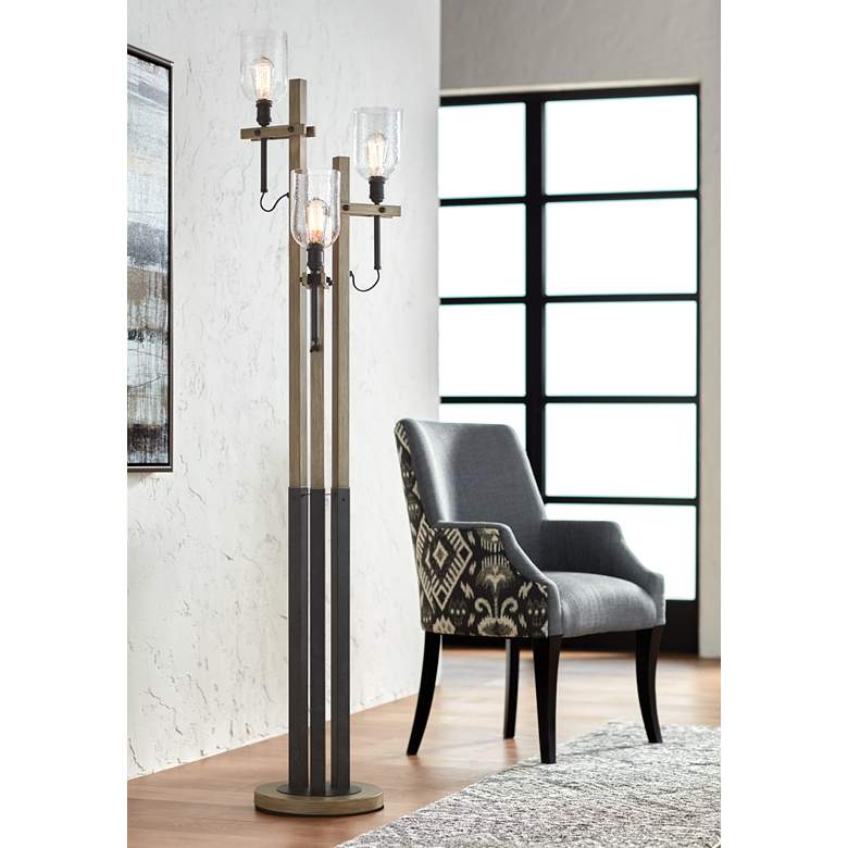 Image 2 Franklin Iron Giddeon 72 1/2" Faux Wood Rustic 3-Light Tree Floor Lamp