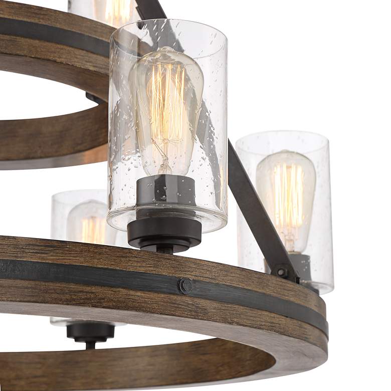 Image 4 Franklin Iron Gorham 32" Wagon Wheel 2-Tier 9-Light Ring Chandelier more views
