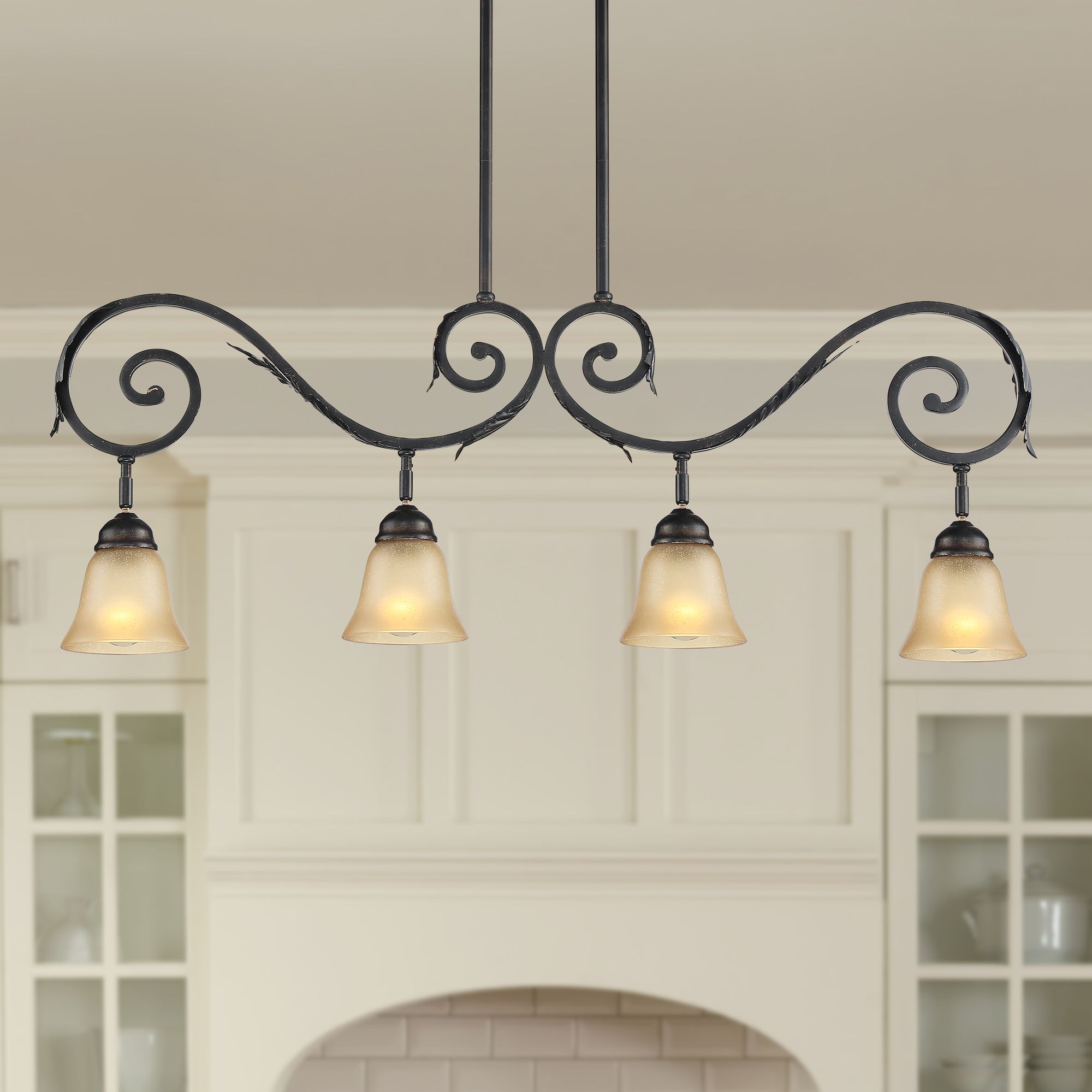 Image Franklin Iron Grafia 41 1/2" French Bronze 4-Light Island Chandelier