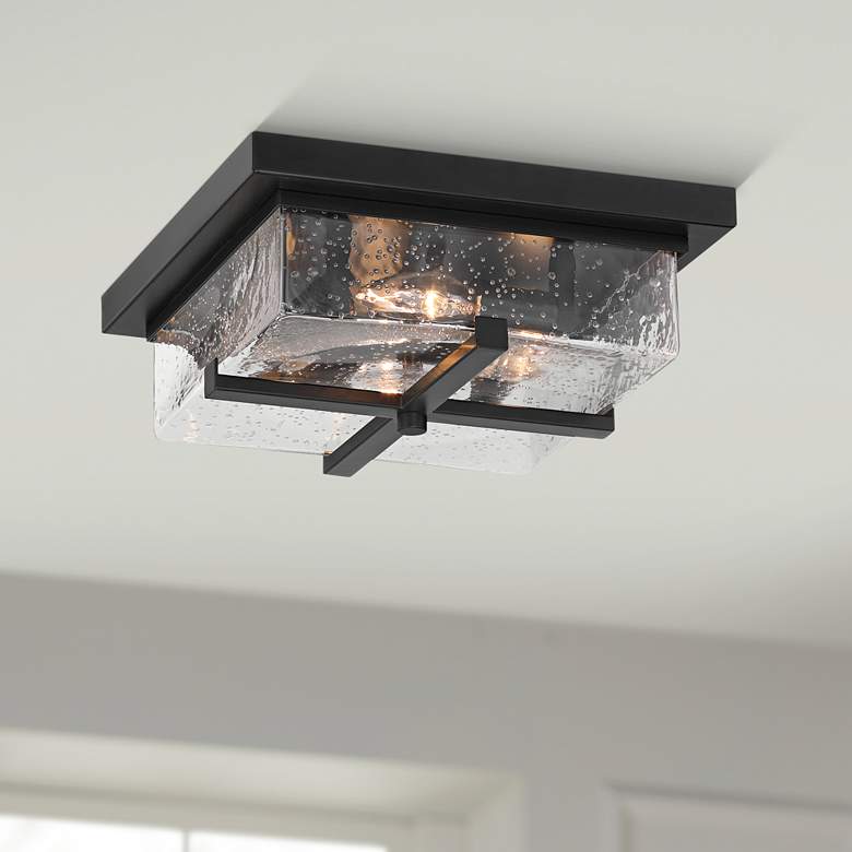 Image 1 Franklin Iron Grambling 11 3/4" Rustic Black 4-Light Ceiling Light