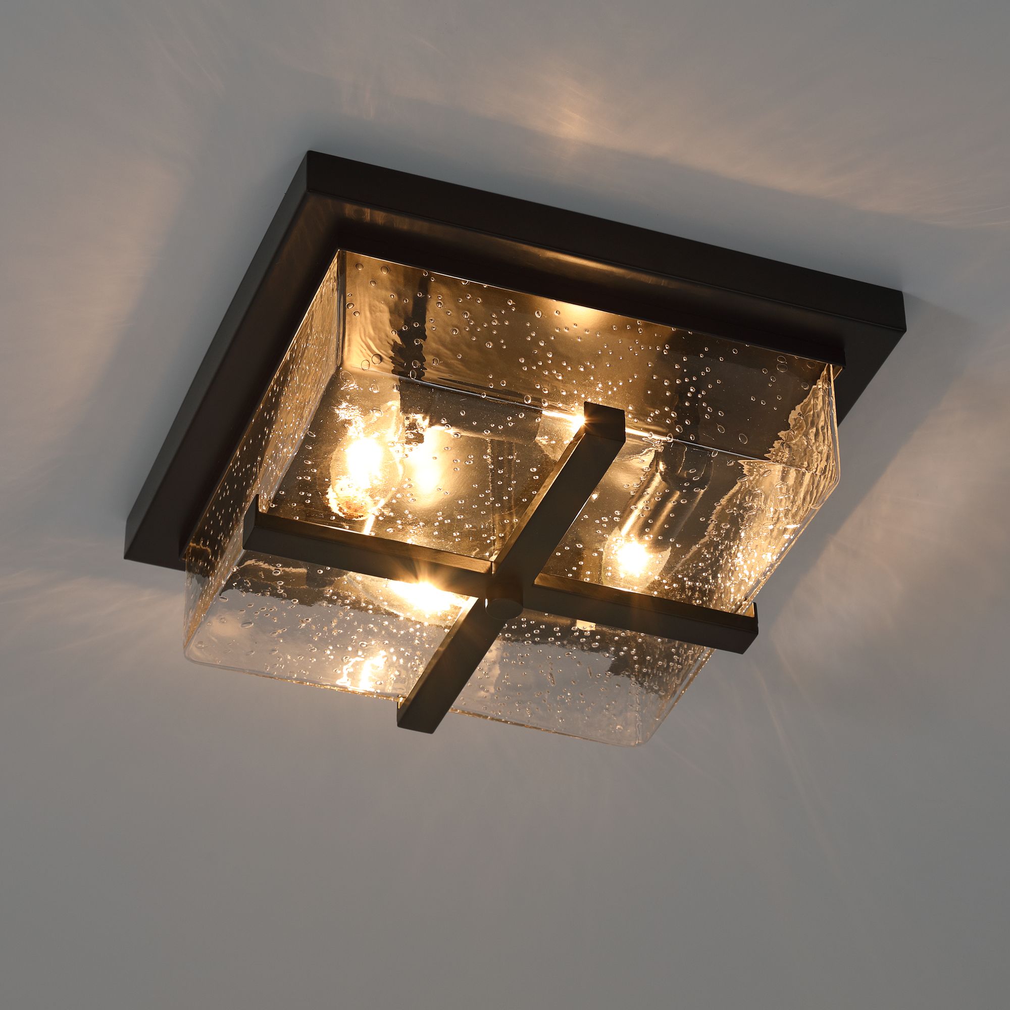 Franklin Iron Grambling 11 3/4" Rustic Black 4-Light Ceiling Light