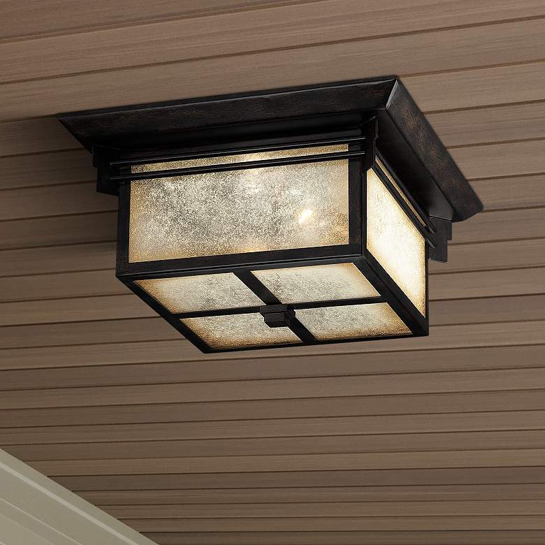 Image 1 Franklin Iron Hickory Point 15" Wide Bronze Outdoor Ceiling Light