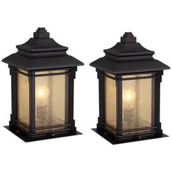 Franklin Iron Hickory Point 16 1/2" Bronze Pier Mount Lights Set of 2