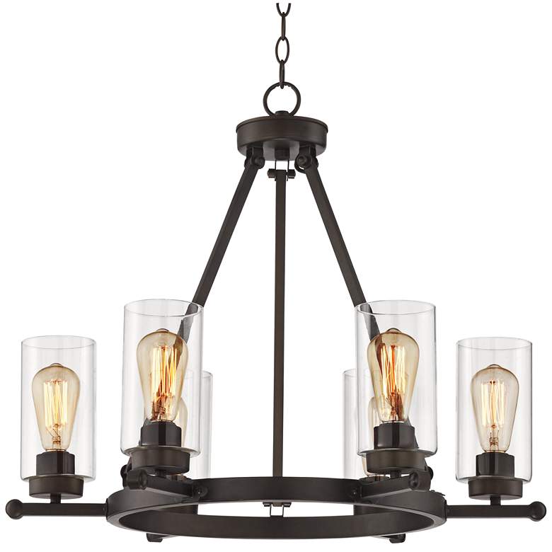 Image 3 Franklin Iron Holman 26 3/4" Rustic Bronze 6-Light Ring Chandelier