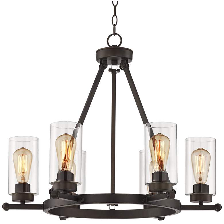 Image 3 Franklin Iron Holman 26 3/4 inch Rustic Bronze 6-Light Ring Chandelier