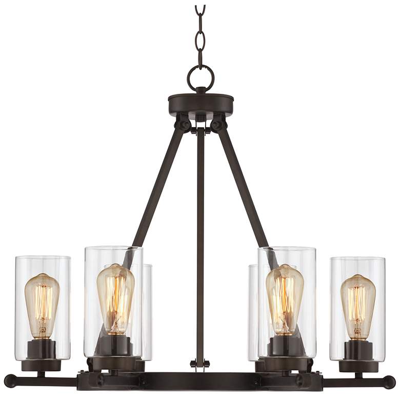 Image 6 Franklin Iron Holman 26 3/4" Rustic Bronze 6-Light Ring Chandelier more views