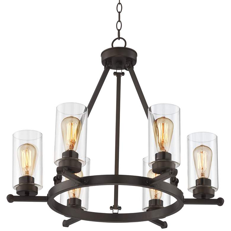 Image 7 Franklin Iron Holman 26 3/4" Rustic Bronze 6-Light Ring Chandelier more views