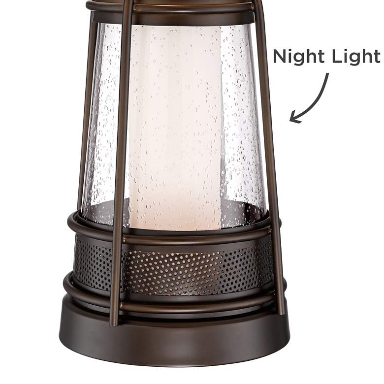 Image 7 Franklin Iron Hugh 26 inch High Bronze Lantern Table Lamp with Night Light more views