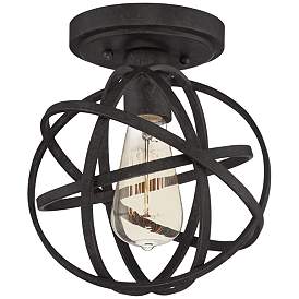 Image2 of Franklin Iron Industrial Atom 8" Wide Edison LED Black Ceiling Light